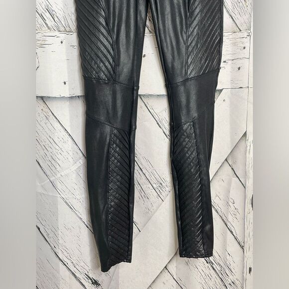 SPANX Moto Leggings Faux Leather Black Ribbed M - Picture 6 of 9